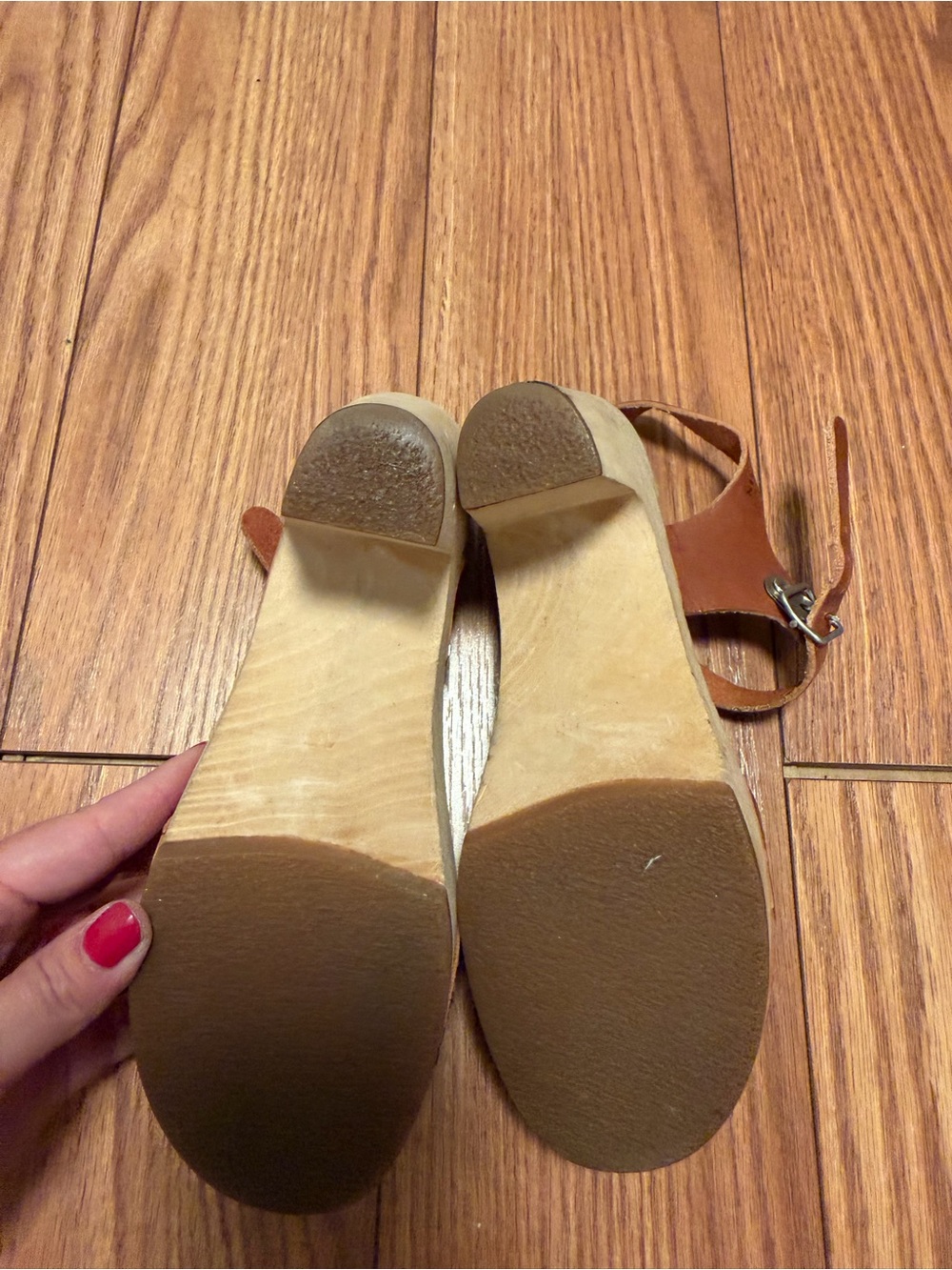 Swedish Hasbeens Brown Leather Open-Toe Heel Sandals - Picture 7 of 8